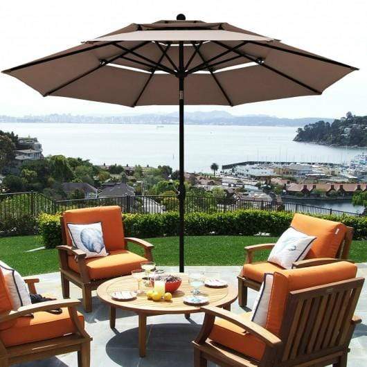 10ft 3 Tier Patio Umbrella Aluminum Sunshade Shelter Double Vented without Base-Tan – StarWood Rack 10ft 3 Tier Patio Umbrella Aluminum Sunshade Shelter Double Vented without Base-Tan – StarWood Rack