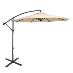 StarWood Rack Home & Garden 10FT Offset Umbrella with 8 Ribs Cantilever and Cross Base Tilt Adjustment-Beige