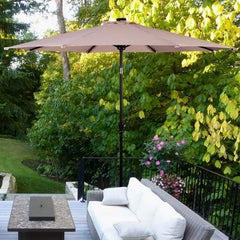 StarWood Rack Home & Garden 10FT Patio Solar Umbrella LED Patio Market Steel Tilt W- Crank Outdoor New-beige