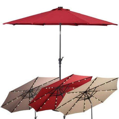 StarWood Rack Home & Garden 10FT Patio Solar Umbrella LED Patio Market Steel Tilt W- Crank Outdoor New-Burgundy