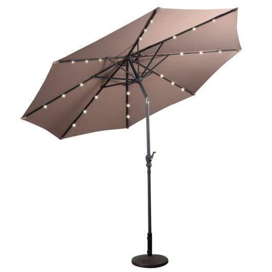 10ft patio solar umbrella led 10 ft Patio Solar Umbrella with Crank and Led Lights
