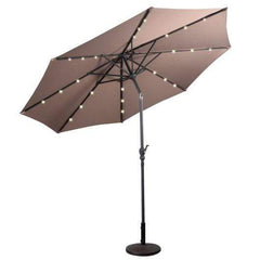 StarWood Rack Home & Garden 10FT Patio Solar Umbrella LED Patio Market Steel Tilt W- Crank Outdoor New-Tan