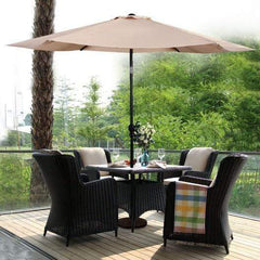 StarWood Rack Home & Garden 10FT Patio Umbrella 6 Ribs Market Steel Tilt W- Crank Outdoor Garden without Weight Base-beige