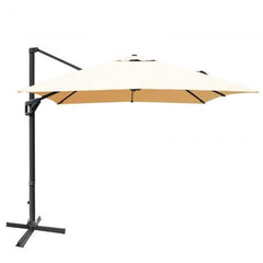 StarWood Rack Home & Garden 10x13ft Rectangular Cantilever Umbrella with 360° Rotation Function-Beige