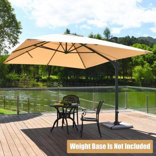 StarWood Rack Home & Garden 10x13ft Rectangular Cantilever Umbrella with 360° Rotation Function-Beige