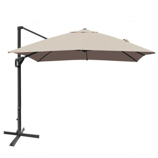 StarWood Rack Home & Garden 10x13ft Rectangular Cantilever Umbrella with 360° Rotation Function-Coffee