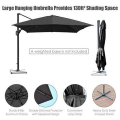 StarWood Rack Home & Garden 10x13ft Rectangular Cantilever Umbrella with 360° Rotation Function-Gray