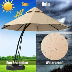 StarWood Rack Home & Garden 11 Feet Outdoor Cantilever Hanging Umbrella with Base and Wheels-Beige