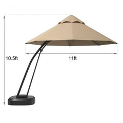 StarWood Rack Home & Garden 11 Feet Outdoor Cantilever Hanging Umbrella with Base and Wheels-Beige