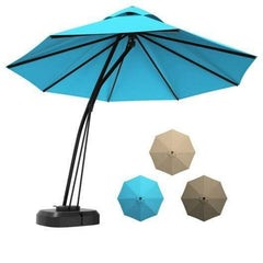 StarWood Rack Home & Garden 11 Feet Outdoor Cantilever Hanging Umbrella with Base and Wheels-Turquoise