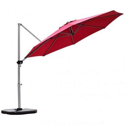 Starwood Rack Home & Garden 11' Patio Offset Cantilever Umbrella 360° Rotation Aluminum Tilt-Red