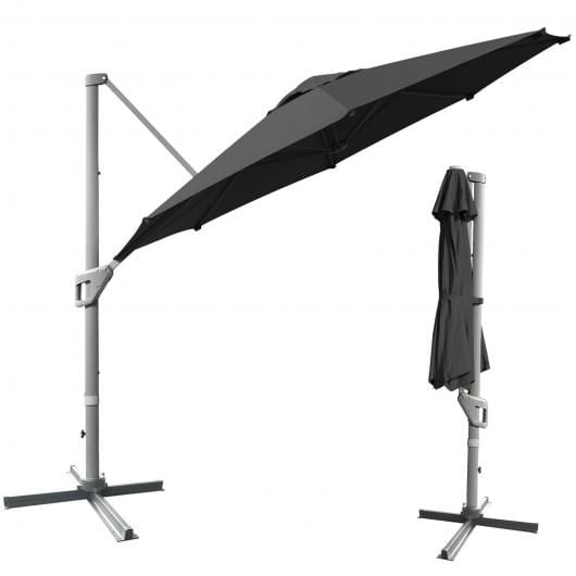 StarWood Rack Home & Garden 11ft Patio Offset Umbrella with 360° Rotation and Tilt System-Gray