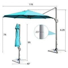 StarWood Rack Home & Garden 11ft Patio Offset Umbrella with 360° Rotation and Tilt System-Turquoise
