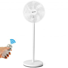 StarWood Rack Home & Garden 14" Oscillating Pedestal 3-Speed Adjustable Height Fan with Remote Control-White