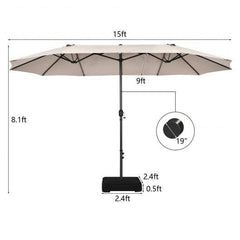 StarWood Rack Home & Garden 15 Feet Double-Sided Patio Umbrellawith 12-Rib Structure-Beige