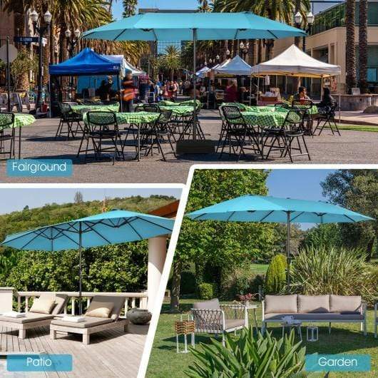 StarWood Rack Home & Garden 15 Feet Double-Sided Patio Umbrellawith 12-Rib Structure-Turquoise