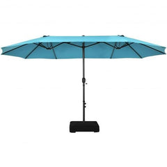StarWood Rack Home & Garden 15 Feet Double-Sided Patio Umbrellawith 12-Rib Structure-Turquoise