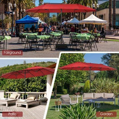StarWood Rack Home & Garden 15 Feet Double-Sided Patio Umbrellawith 12-Rib Structure-Wine