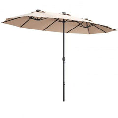 Starwood Rack Home & Garden 15 Ft Patio LED Crank Solar Powered 36 Lights  Umbrella without Weight Base-Beige