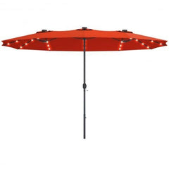 Starwood Rack Home & Garden 15 Ft Patio LED Crank Solar Powered 36 Lights  Umbrella without Weight Base-Orange