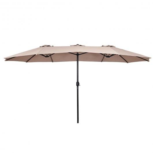 StarWood Rack Home & Garden 15' Twin Patio Umbrella Double-Sided Outdoor Market Umbrella without Base-Beige