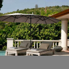 StarWood Rack Home & Garden 15' Twin Patio Umbrella Double-Sided Outdoor Market Umbrella without Base -Tan