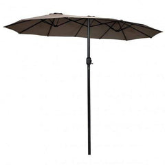 StarWood Rack Home & Garden 15' Twin Patio Umbrella Double-Sided Outdoor Market Umbrella without Base -Tan