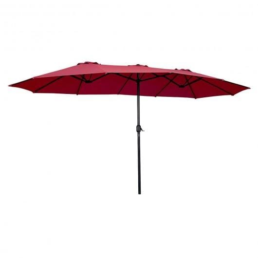 StarWood Rack Home & Garden 15' Twin Patio Umbrella Double-Sided Outdoor Market Umbrella without Base -Wine