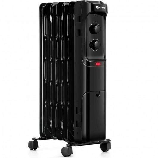 Starwood Rack Home & Garden 1500W Oil Filled Portable Radiator Space Heater with Adjustable Thermostat-Black