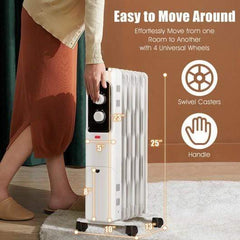 Starwood Rack Home & Garden 1500W Oil Filled Portable Radiator Space Heater with Adjustable Thermostat-White