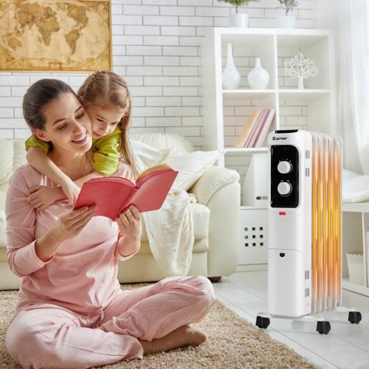 Starwood Rack Home & Garden 1500W Oil Filled Portable Radiator Space Heater with Adjustable Thermostat-White