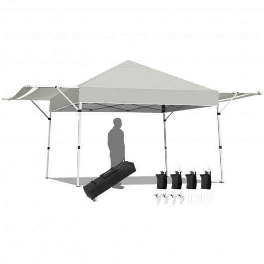 StarWood Rack Home & Garden 17 Feet x 10 Feet Foldable Pop Up Canopy with Adjustable Instant Sun Shelter-Gray