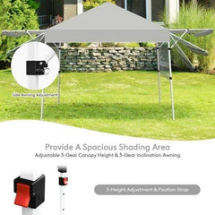 StarWood Rack Home & Garden 17 Feet x 10 Feet Foldable Pop Up Canopy with Adjustable Instant Sun Shelter-Gray