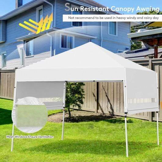 StarWood Rack Home & Garden 17 Feet x 10 Feet Foldable Pop Up Canopy with Adjustable Instant Sun Shelter-White