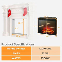 StarWood Rack Home & Garden 26 Inch Recessed Electric Fireplace heater W- Remote Control 750W-1500W