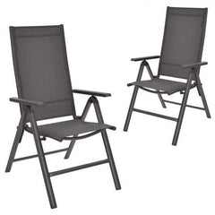 StarWood Rack Home & Garden 2PCS Patio Folding Dining Chairs Aluminium Adjustable Back-Gray