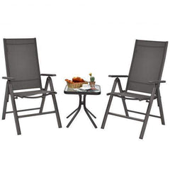 StarWood Rack Home & Garden 2PCS Patio Folding Dining Chairs Aluminium Adjustable Back-Gray