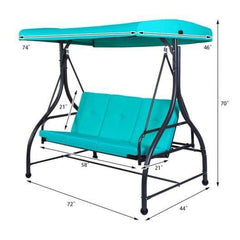 Starwood Rack Home & Garden 3 Seats Converting Outdoor Swing Canopy Hammock with Adjustable Tilt Canopy-Turquoise