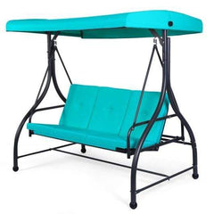 Starwood Rack Home & Garden 3 Seats Converting Outdoor Swing Canopy Hammock with Adjustable Tilt Canopy-Turquoise
