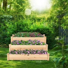 Starwood Rack Home & Garden 3 Tier Elevated Wooden Vegetable Garden Bed