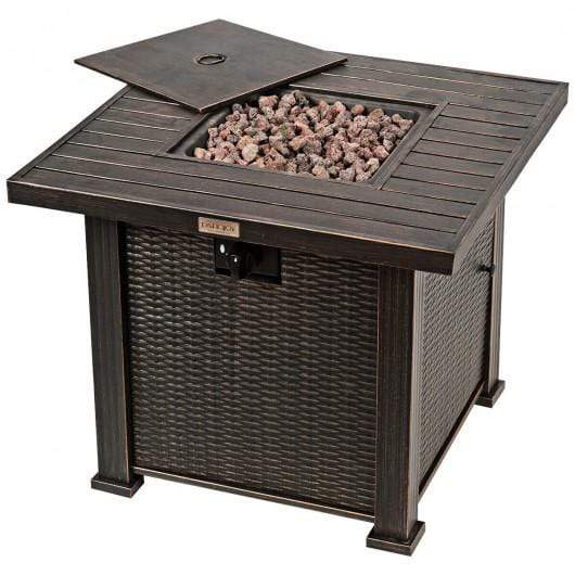 Starwood Rack Home & Garden 30" 50000 BTU Square Propane Gas Fire Pit Table with Table Cover for Outdoor Backyard