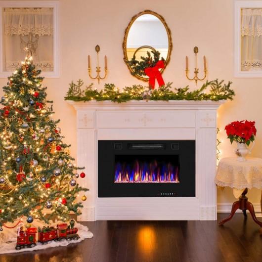 Starwood Rack Home & Garden 30" Recessed Ultra Thin Electric Fireplace Heater with Glass  Appearance