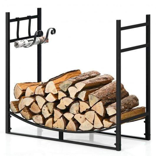 StarWood Rack Home & Garden 33 Inch Firewood Rack with Removable Kindling Holder Steel Fireplace Wood