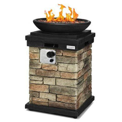 Starwood Rack Home & Garden 40000BTU Outdoor Propane Burning Fire Bowl Column Realistic Look Firepit Heater