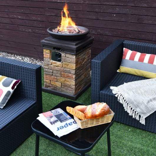 StarWood Rack Home & Garden 40000BTU Outdoor Propane Burning Fire Bowl Column Realistic Look Firepit Heater-Brown