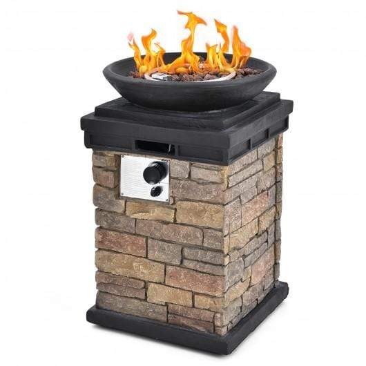 StarWood Rack Home & Garden 40000BTU Outdoor Propane Burning Fire Bowl Column Realistic Look Firepit Heater-Brown