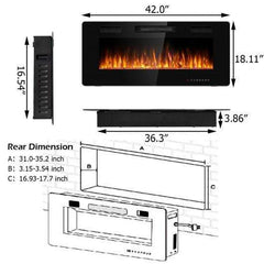 StarWood Rack Home & Garden 42" Recessed Ultra Thin Wall Mounted Electric Fireplace with ETL Certificated