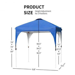 StarWood Rack Home & Garden 6.6 x 6.6 FT Pop Up Height Adjustable Canopy Tent with Roller Bag-Blue