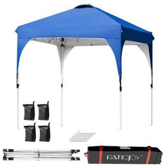 StarWood Rack Home & Garden 6.6 x 6.6 FT Pop Up Height Adjustable Canopy Tent with Roller Bag-Blue