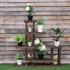Starwood Rack Home & Garden 6-Tier Garden Wooden Plant Flower Stand Shelf for Multiple Plants Indoor or Outdoor